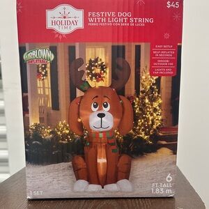 Holiday Time Brown Dog Inflatable with Lights